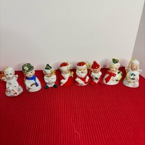 Vintage Christmas Bell Ornaments. Yuletide Novelty made in Japan Set of 8